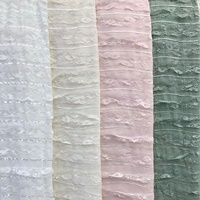 Tissu en polyester brodé léger et respirant, 148 cm, dentelle transparente non élastique pour chemise – Grande Vente