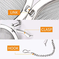 Lot de 2 infuseurs à thé en maille d'acier inoxydable de 2,1 pouces avec chaîne, accessoires pour café et thé en vrac
