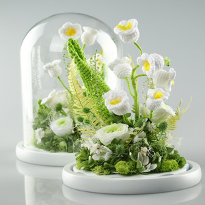 Rose éternelle en crochet sous cloche en verre, terrarium artisanal <span class=keywords><strong>de</strong></span> muguet et <span class=keywords><strong>de</strong></span> mousse, cadeau pour elle, décoration maison Fête des Mères - Product Image 2