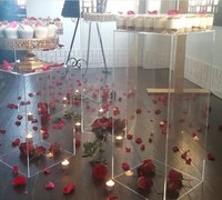 Support à fleurs carré en acrylique transparent, stand pour centre de table de mariage, ensemble pour gâteaux de mariage