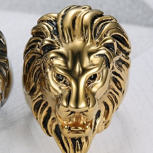 Hot Style <strong>Statement</strong> Punk Hiphop Lion Head Titanium Stainless Steel <strong>Ring</strong> for <strong>Men</strong> Factory Wholesale - Product Image 5