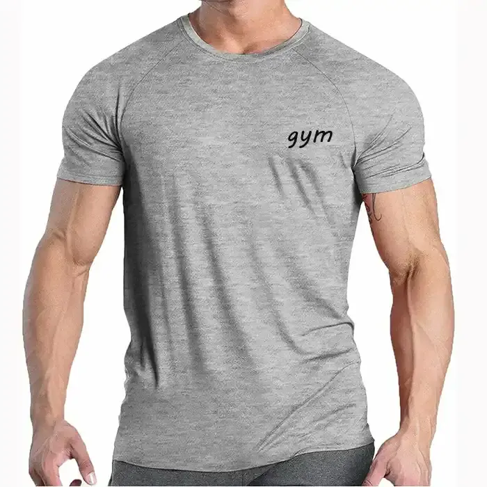 Hochwertiges individuelles Logo Herren Fitness schnell trocknende Muskeln Sport Kurzarm schlichtes einfarbiges Fitness-Top T-Shirt Herren