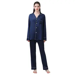 Sunhome Ebay Solid Sleepwear Two Pieces Women Soft Smooth Pajamas Nightwear Elegant Comfort for Nighttime Bliss