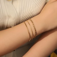 Colección de Joyería al por Mayor de Pulseras de Cadena de Acero Inoxidable Chapado en Oro de 18K, Hipoalergénicas, Impermeables y Antideslustre
