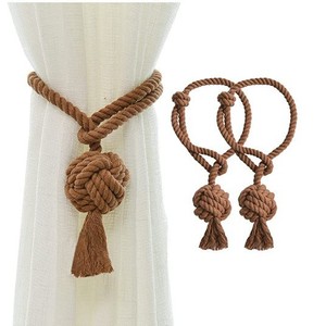 Nordic Style Cotton Rope Curtain <b>Tiebacks</b> Spherical Tassel Decor Minimalist Design For Curtains And Window Coverings - Product Image 2