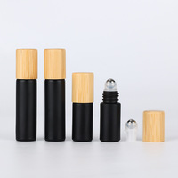Vente en gros de flacons à bille en verre transparent pour huiles essentielles, rechargeables, avec bouchon en bambou naturel, 5 ml, 10 ml