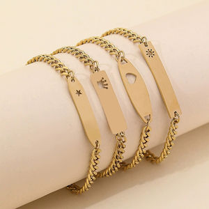 Bracelet personnalisé avec nom, de bonne qualité, étoile, couronne, mignon, en acier inoxydable, chaîne de bracelet - Product Image 3