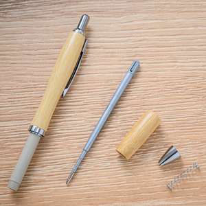 Sports Logo <b>Ballpoint</b> <b>Pen</b> 1.0mm Bamboo Material Creative Design Black Ink 14*1.2cm for Promotional Events - Product Image 4