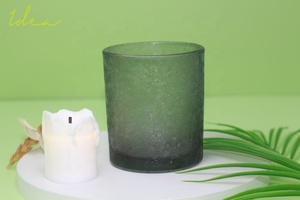 Custom Decoration Professional Manufacturer Iced Effect the Best China Cracking <b>Spray</b> Generous Green Colour 7oz Glass Candle Jar - Product Image 3