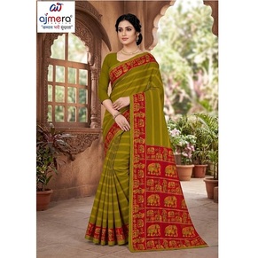 Sarees de Algodón Suti de Lujo para Mujer, Suaves, Cómodos, Elegantes, Diseño Clásico, Secado Rápido, Protección Solar, para Fiestas, Ajmera - Product Image 4