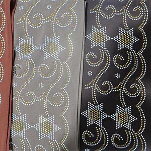 Foulard en Chiffon Luxueux pour Femme avec Strass, Motif <span class=keywords><strong>Hexagramme</strong></span> Floral, Style Ethnique Traditionnel, Classique Toutes Saisons - Product Image 2