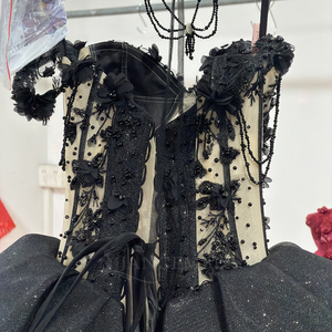 Dy20259-3 Robes de Quinceañera Princesse Noires Élégantes avec Appliques Pailletées, Robe de Bal en Tulle Dos Nu, Traîne Chapelle, pour 15 et 16 ans - Product Image 4