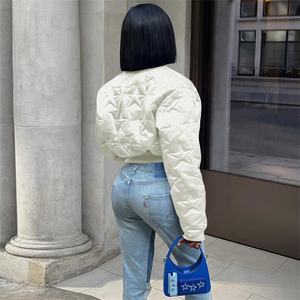 <span class=keywords><strong>Cappotto</strong></span> imbottito in cotone con motivo a stella <span class=keywords><strong>donna</strong></span> Patchwork Puffer Outwear tinta unita inverno caldo Zipper Crop Top Jacket - Product Image 4