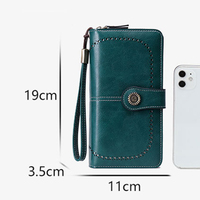 Dompet kulit PU wanita, kapasitas besar mewah Multi Organizer kartu kredit pemegang kartu kredit pemblokir RFID