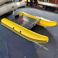 Bateau ponton monoplace de 2,6 m pour la pêche avec plateforme pliable, propulseur manuel ou électrique pour lac, rivière et eaux peu profondes