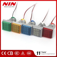 Voltmeter AC 3 In 1 Panel Layar Led, Pengukur Frekuensi Voltase Ammeter Lampu LED