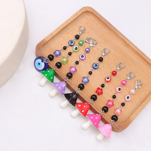 Porte-clés coloré en forme de champignon, pendentif breloque pour sac en résine avec motif œil porte-bonheur, en alliage de zinc portable, Hiver 2024, Origine Yiwu - Product Image 4