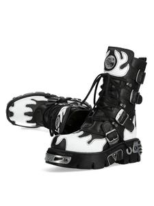 Stivali da Moto con Rivetti Multicolore, Nuovi Stivali Punk Rock da Strada con Tacco Spesso, Stivali Gotici con Fibbia e Rivetti a Fiamma - Product Image 4