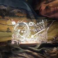 Personnalisation de cadeaux transfrontaliers, tableau de dessin en acrylique écologique à faire soi-même, fond en bois 3D, surface vierge lumineuse pour table de mémo