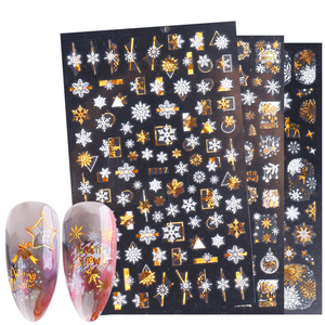Nouveauté transfrontalière Autocollants pour ongles - INS Hiver Flocon de neige Élan Laser Or Noël Décalcomanies adhésives pour ongles - Product Image 2