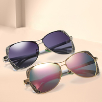 Lunettes de soleil polarisées pour femmes, style œil de chat, protection UV400, monture métallique rétro, pour la conduite en extérieur et les voyages