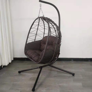 Patio Swing Porch Balcony Outdoor Hanging Rattan Double <strong>Egg</strong> Garden Patio Swing Hanging <strong>Chair</strong> <strong>Out</strong> <strong>Door</strong> Indoor with Stand Parasol - Product Image 5