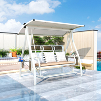 Fauteuil suspendu de balcon moderne en aluminium brun foncé, canapé 3 places, hamac, chaise suspendue de patio extérieur, mobilier d'extérieur confortable