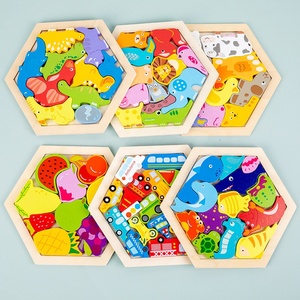 Jeu de puzzle 3D créatif pour enfants, animaux, personnages de dessins animés, blocs de construction en bois pour l'éducation préscolaire, amusant pour les garçons et les filles - Product Image 3