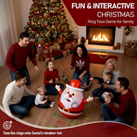 Jeu de lancer d'anneaux gonflable en PVC Père Noël, jouet éducatif pour enfants, décoration de fête de Noël en extérieur avec option lumière LED