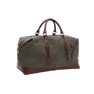 Yüksek kaliteli geniş dayanıklı vintage taşıma bagaj çantaları öğrenci erkekler tuval silindir çanta hafta sonu gezileri için