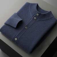 Hochwertiger Großhandel Maßgefertigter Warmer Kaschmir-Cardigan Klassischer Knopf-Kaschmirpullover für Herren