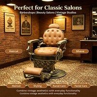 Fauteuil de barbier réglable de style rétro de luxe, inclinable hydrauliquement pour salons professionnels avec repose-pieds
