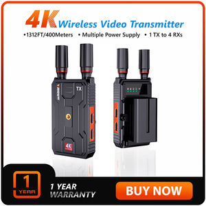 เครื่องส่งและรับสัญญาณวิดีโอไร้สาย 4K 400M 1 ชุด สำหรับการถ่ายภาพกลางแจ้ง กล้องทุกชนิด สตรีมสด โบสถ์ ฟุตบอล แมตช์ - Product Image 5