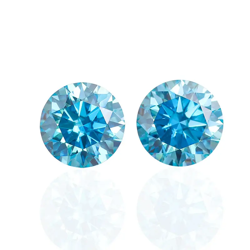 Diamante Azul redondo personalizado de fábrica, 8 corazones, 8 flechas, color lujoso, piedras de moissanita, precio de quilate para joyería