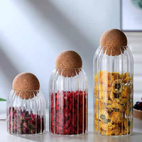 Pot à bonbons avec couvercle en liège, ensemble de pots à biscuits, pots en verre réutilisables de qualité alimentaire pour épices, pot en verre de haute performance pour le rangement en cuisine