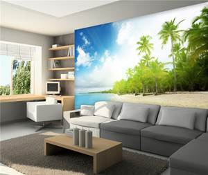 Papel Tapiz de <span class=keywords><strong>Playa</strong></span> de Isla Tropical - Decoración de Pared para el Hogar con Paisaje de Barco en el Mar Turquesa, Mural Impermeable Autoadhesivo para Sala de Estar y Dormitorio - Product Image 3