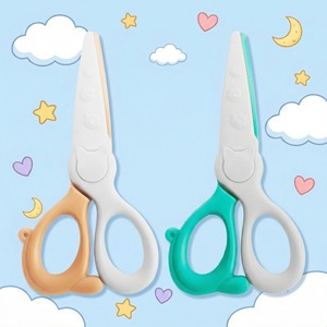 Children Safety Scissors 130mm Plastic Handle Round Tip For Kids Paper Craft 4-6Y White Orange Blue - Product Image 2