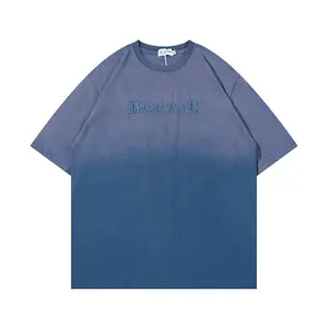 Finch Garment 2023 ácido lavagem sol desvanecer-se camiseta logotipo bordado personalizado do vintage camiseta