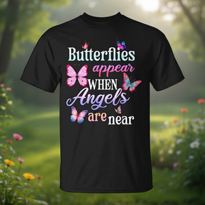 Les papillons apparaissent quand les anges sont près d'eux T-shirt Confort en temps de tristeur - Product Image 3