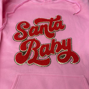 Parche de prensa de calor con letras de bebé de Papá Noel, parches bordados de chenilla con purpurina grande de Navidad personalizados para ropa - Product Image 2