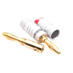 Nouvel arrivage : Connecteur banane HIFI plaqué or 24K BFA 4mm avec prise mâle 1P pour haut-parleur, boîtier en métal couleur canon de fusil - Product Image 1