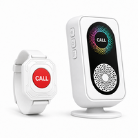 Montre avec bouton panique 433 MHz et récepteur de sonnerie de bureau, touches latérales pour le volume, la lumière et le son d'alerte, kit d'alarme pour les soins à domicile des personnes âgées