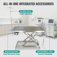 Table d'examen vétérinaire en acier inoxydable avec hauteur réglable et surface antidérapante pour chiens, chats et petits animaux