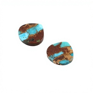 Piedra preciosa suelta calibrada de 14 mm, forma de corazón, plana por ambos lados, de lava Mohave, cobre y turquesa, para anillos y fabricación de joyería DIY. - Product Image 1
