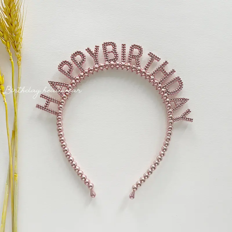 Buon compleanno fascia per capelli donna ragazza accessori per capelli colore metallizzato perline Bling fascia per capelli principessa decorazioni per festa di compleanno