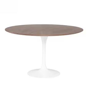 Table de cuisine ronde en MDF avec plateau en forme de tulipe et base en métal sur pied, idéale pour la salle à manger – Vente Flash Usine - Product Image 3