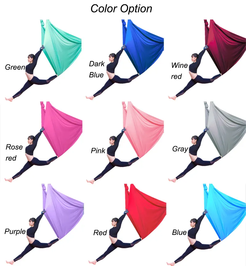 Wholesale colorful 10m/8m/9m folding silk hammocks anti gravity yoga inversion exercises swing set yoga aerial yoga hammock