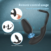 Puissant plug anal en silicone à double tête, anneau pénien, télécommande, vibrateur rotatif, masseur de prostate, vibromasseur anal, plug anal, jouet sexuel