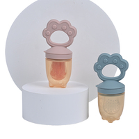 Custom Logo Bpa Gratis Food Grade 2 In 1 Siliconen Fruit Baby Fopspeen Bijtring Met 3 Verwisselbare Kinderen Sap Tandjes Tepel