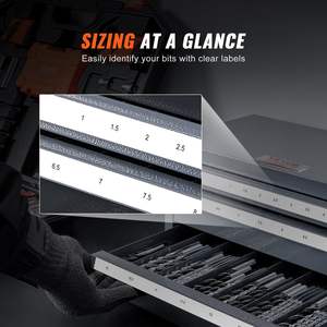 Armoire de distribution de forets en acier à trois tiroirs 1mm-13mm organisateur empilable estampé d'étiquettes pour le stockage d'outils - Product Image 4